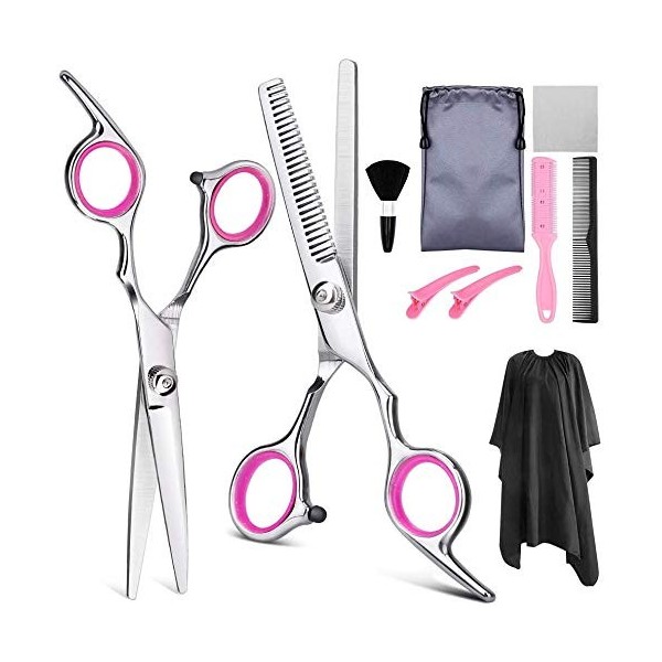 MKYOKO Ensemble de Coiffure 9 PCS Ciseaux de Coiffure Professionnels Kit de Coupe de Cheveux Ciseaux de Coupe de Cheveux Cise