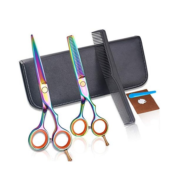 Kit de ciseaux de coupe de cheveux 5,5 pouces couleur coiffure ciseaux de coupe de cheveux, ciseaux de coupe de cheveux à den