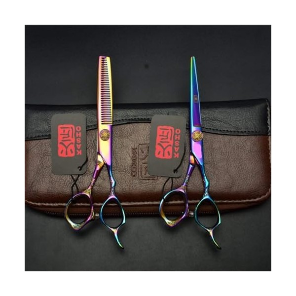 Professionnel Haut de Gamme Coiffeur 6.0 Pouces coloré droitier Coiffure Ciseaux Cheveux Set Ciseaux de Coiffure rhéofluidifi