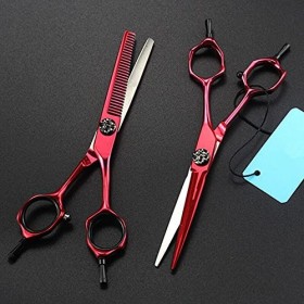 ciseaux de coiffeur Ciseaux De Coupe De Cheveux, 6 Pouces Professionnel Japon 440c 9cr Vin Rouge Coupe Ciseaux De Cheveux Cou...