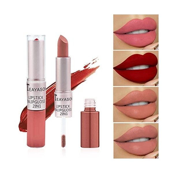 De brillant à lèvres liquide mat Et De Rouge À Lèvres, Mat Longue Tenue Waterproof Lipstick, Couleur Ultra-Pigmentée, Maquill