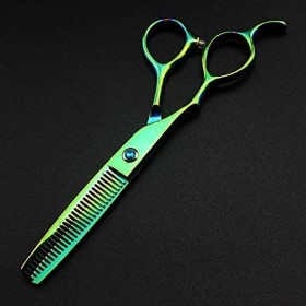 XiYou Ciseaux de Coupe de Cheveux Coupe, Professionnel Japon 440c gaucher 6 Cheveux Verts Amincissants Coiffeur Makas Coup
