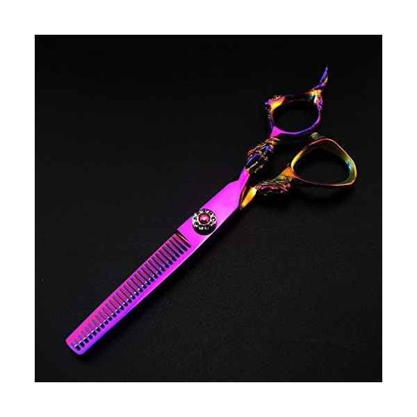 Ciseaux de barbier, ciseaux de coupe de cheveux professionnels 440c avec poignée en forme de dragon arc-en-ciel, 15,2 cm, cis