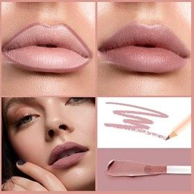 HANDAIYAN Crayon a levre+Rouge a levre mat longue tenue,Set de rouge à lèvres et de crayon à lèvres waterproof,Ne sestompe p