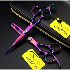 KOAIEZ Ensemble De Ciseaux De Coiffeur À Main Gauche en Acier Inoxydable De 6,0 Pouces, Kit Doutils De Coiffeur Multifonctio