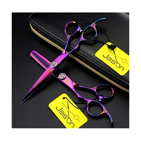 KOAIEZ Ensemble De Ciseaux De Coiffeur À Main Gauche en Acier Inoxydable De 6,0 Pouces, Kit Doutils De Coiffeur Multifonctio