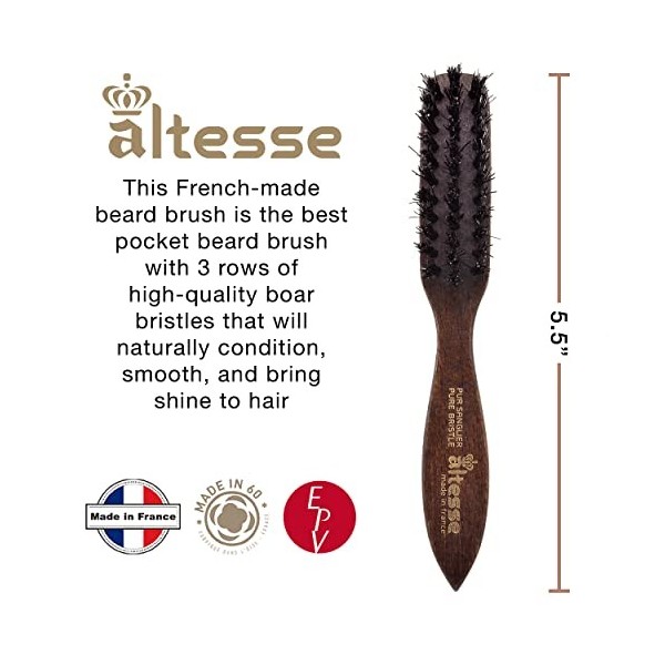 Altesse 320 PM Brosse à Barbe en Soies de Sanglier pour Homme Barbe et Moustache Kit de Toilettage Barbe Bois de Hêtre Foncé 