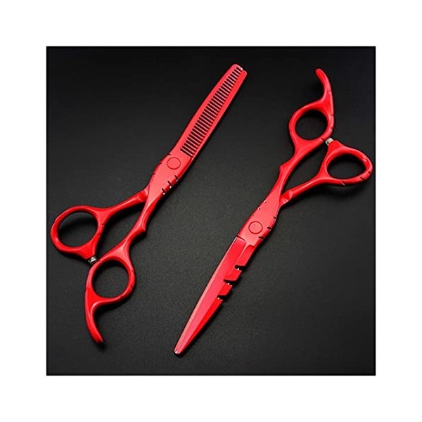 Ciseaux de coupe de cheveux rouges de 5,5/6 pouces, ciseaux amincissants, ciseaux de barbier, ciseaux de coiffure, ciseaux de