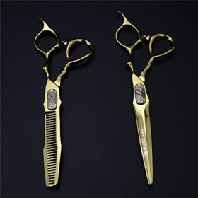 Salon En Or Multifonctionnel De 6,0 Pouces Ensemble De Cisaillement De Coiffure En Acier Inoxydable, Kit De Ciseaux De Coupe 