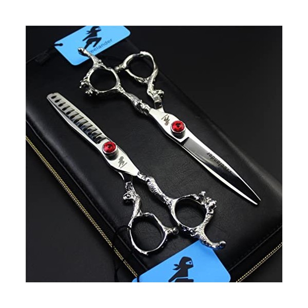 KOAIEZ 6,0 Pouces Argent 440C Salon Professionnel Barber Ciseaux De Coiffure, Outils De Cisaillement De Coiffure De Coupe De 