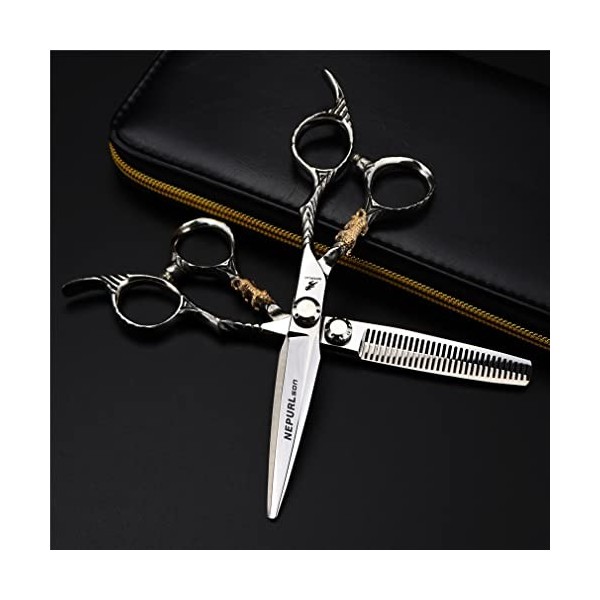 KOAIEZ 6.0 inch Hair Cutting Scissors Set, Multifunctional Salon Hairdressing Scissors Kit Thinning Scissors Straight Shears 