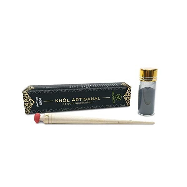 Khôl artisanal 100% naturel - SANS PLOMB - flacon de 10g avec applicateur en bois.