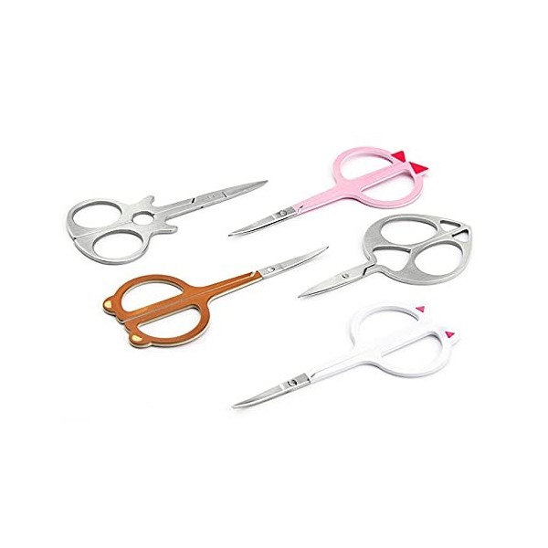 FURLOU Ciseaux de bureau, ciseaux artisanaux, 1PC ciseaux à sourcils en acier inoxydable cils nez cheveux enlever point rond 