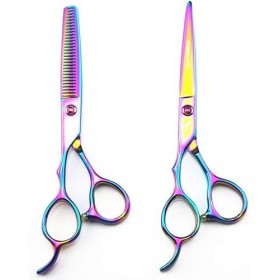 Ciseaux professionnels de coupe de cheveux de barbier amincissants pour gauchers, ciseaux de coiffure, toilettage pour chiens