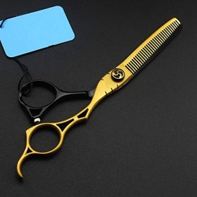 Ciseaux de coupe de cheveux, professionnels 6 pouces dorés, ciseaux à cheveux creux, ensemble de coupe de salon de coiffure, ...