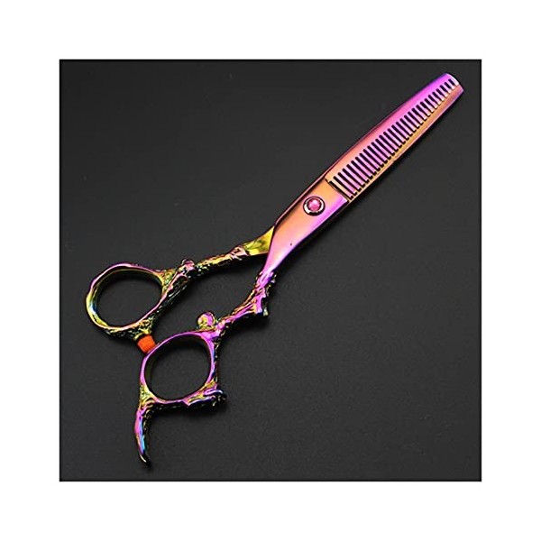 Ciseaux de coiffure violets de 6 pouces pour coupe de cheveux, ciseaux de barbier à coupe plate, ciseaux de coupe de cheveux 