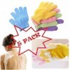 Lot de 5 gants de douche, gants de bain, gants de douche, gommage du dos, massage exfoliant du corps