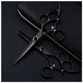 Ciseaux de coupe de cheveux Kit, ciseaux de coiffure 6,0 pouces noir poignée tournante de cisaillement volant japonais inoxyd