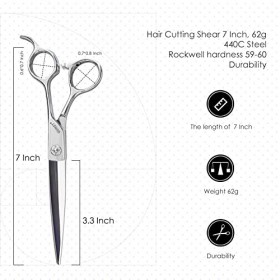 GUNST Ciseaux de coiffeur professionnels de 17,8 cm 440C pour coiffeur, argent