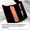 Rubis Pince à épiler - Pince à épiler à sourcils oblique en cuir rouge avec sac à main miroir pour les déplacements - Pointe 