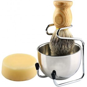 KJYR Portatif Supports de Brosse de Rasoir pour Hommes, Mode 4 pièces Ensemble de Support de Brosse de Rasage en Acier Inoxyd