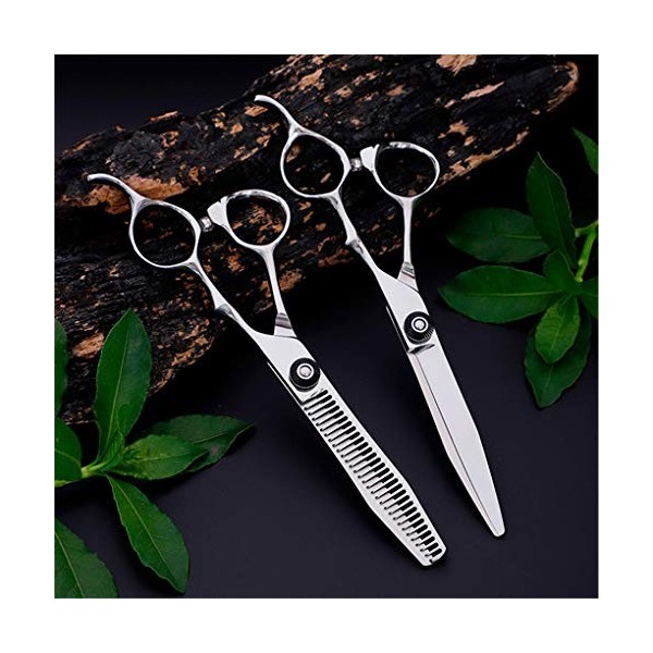 LUCHONG Ciseaux De Coiffure Set 6.0" Outil Inoxydable Salon Professionnel Netteté Bord Robuste Et Durable Dents Ciseaux Plat 