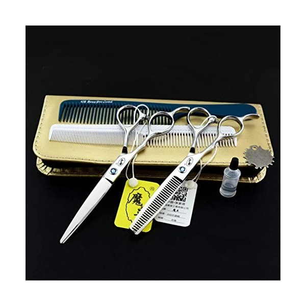 Gauche Ciseaux Main Coiffure Barber Set 6.0 Dents De Coupe À Plat Professionnel Ciseaux Amincissants Ciseaux Kits Salon De Ha