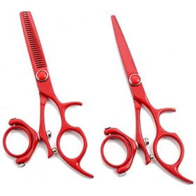 Jeu de coiffure Ciseaux de coiffure 5,5 pouces rouge ciseaux volants poignée rotative Ciseaux de coupe Ciseaux de coiffure Di