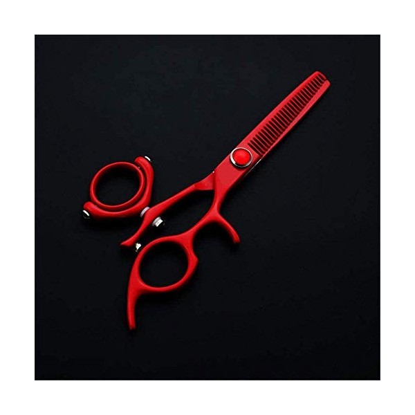 Jeu de coiffure Ciseaux de coiffure 5,5 pouces rouge ciseaux volants poignée rotative Ciseaux de coupe Ciseaux de coiffure Di