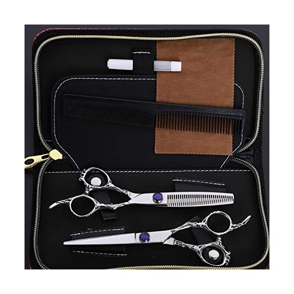 6,0 Pouces Professionnel Ciseaux De Coiffure Set, Salon De Coiffure Ciseaux Ciseaux Droits Et Ciseaux À Effiler , Outil Styl