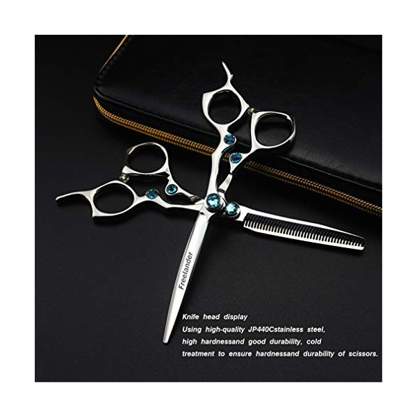 HIJIN 6,0 Pouces Coupe De Cheveux Ciseaux Set, 440C Japonais en Acier Dilution Scissor Barbershop Salon Ensemble, Lames Tranc