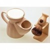 White Pottery Shaving Mug, 660S Super Badger Shaving Brush & dripstand by Progress Vulfix