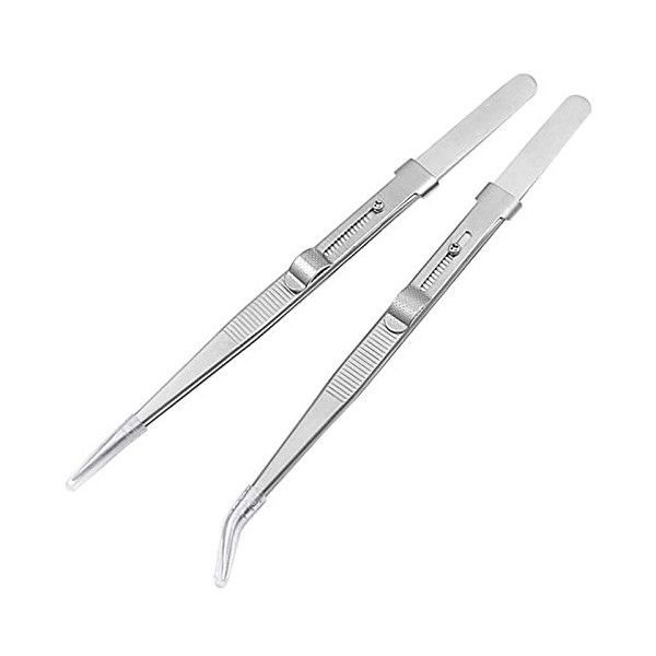 VANGLI Tweezers Stainless Steel Precision Tweezers Adjustable Slide Lock Tweezers Anti-Static Jewelry Diamond Straight Curved