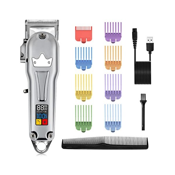 Electrique Tondeuse Cheveux Tondeuse Barbe Professionnelle, USB Rechargeable sans Fil Outils De Coupe De Cheveux, Kits De Cou