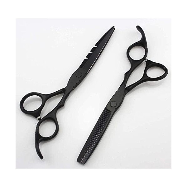Japon professionnel 440c 5.5 & 6 pouces ciseaux à cheveux noirs coupe et amincissement ciseaux de coiffeur outils ensemble de