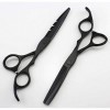 Japon professionnel 440c 5.5 & 6 pouces ciseaux à cheveux noirs coupe et amincissement ciseaux de coiffeur outils ensemble de