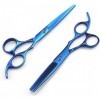 Ciseaux de coupe professionnels 440c 6.0 pouces bleus amincissants ciseaux de coiffure coupe cheveux Style Salon ensemble de 