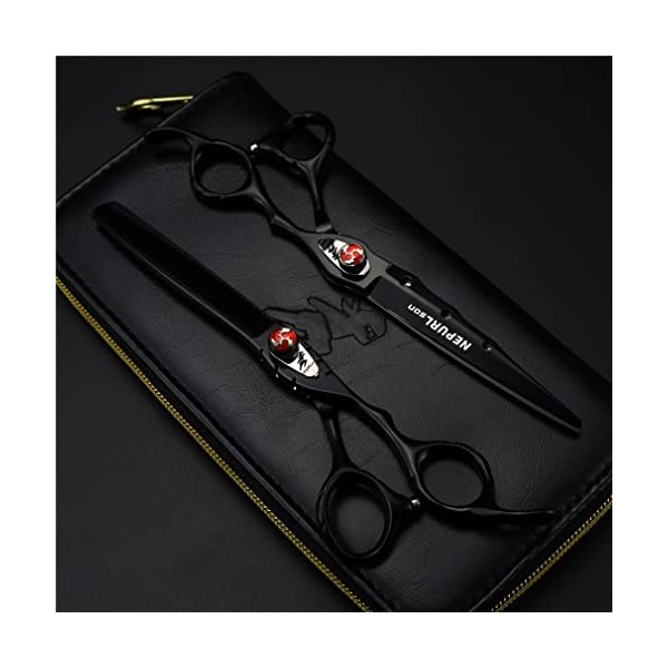 KOAIEZ Cisseurs De Coiffure Multifonctionnels en Acier Inoxydable Noir De 7,0 Pouces, Ciseaux De Coiffure Salon Professionnel