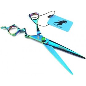 Ciseaux verts professionnels de 7,0 pouces avec poignée incurvée Ciseaux de coiffure de coiffeur professionnels