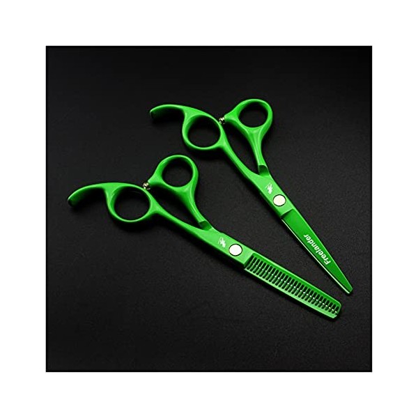 Ciseaux à cheveux professionnels pour barbier, vert, 14 cm, pour salon de coiffure, ciseaux à effiler, ciseaux de coiffure, c