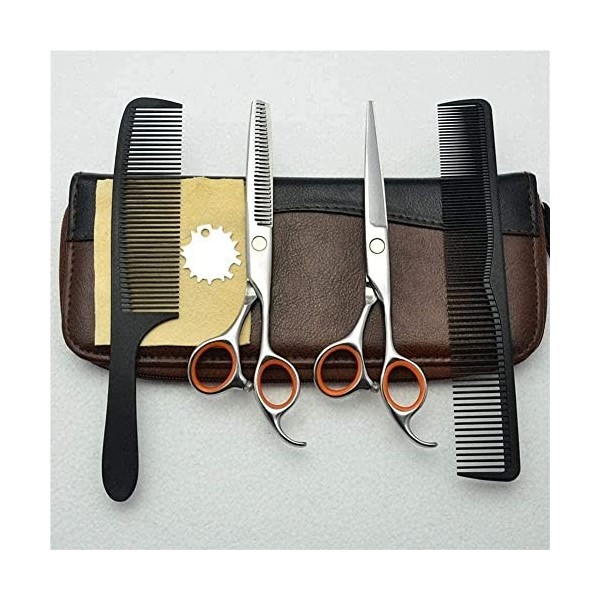 Ciseaux de coiffeur Ciseaux de coiffure professionnels et ciseaux amincissants, ensemble de dents en bois de cerf de 6 pouces