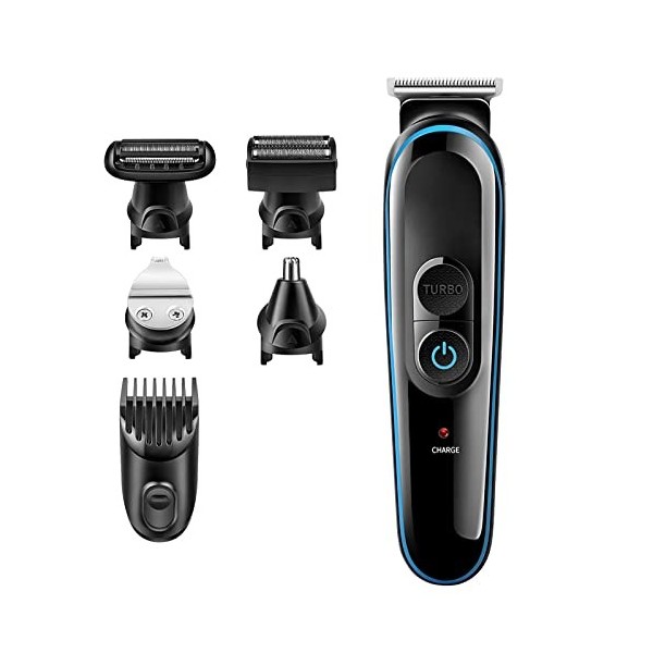 Rasoir Électrique pour Homme, Kit De Toilettage De Rasoir Électrique Rechargeable 5 en 1 USB avec Tondeuse À Barbe Et Design 