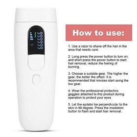 Épilateur IPL, Rajeunissement de la Peau Ménage Hommes Femmes Dispositif Dépilation Machine Modes Manuels Automatiques 5 Lev