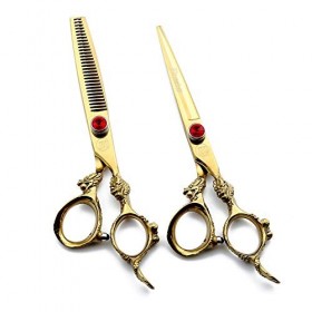 YING 6.0 Pouces Coiffure Professionnelle Dragon dor poignée Ciseaux Ciseaux de Coiffure en Acier Inoxydable Ciseaux à effile