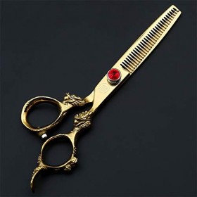 YING 6.0 Pouces Coiffure Professionnelle Dragon dor poignée Ciseaux Ciseaux de Coiffure en Acier Inoxydable Ciseaux à effile
