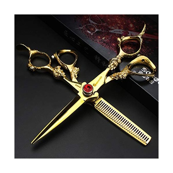 Ciseaux de Coupe Professionnelle Cheveux - Coiffure Dilution Cisailles Haut de Gamme 5.5/6.0 Pouces Barber Salon Golden Set 4