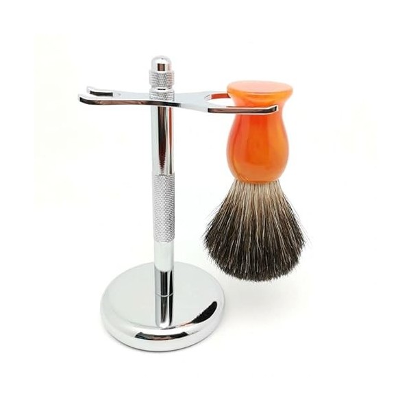 Hommes Supports de brosse de rasoir pour hommes, ensemble de support de brosse de rasage de cheveux de blaireau noir de mode,