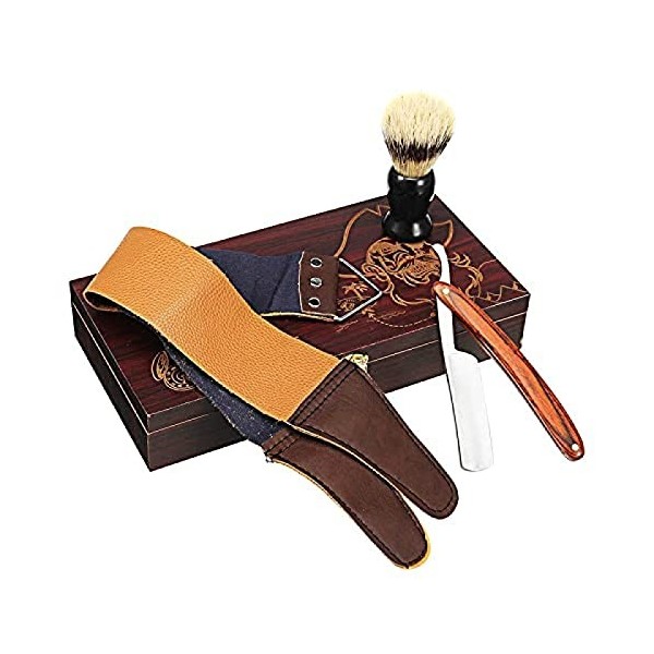 Ensembles de rasage manuel pour homme, ensemble de rasoir de coupe, collection classique, boîte en bois vintage, coupe droite