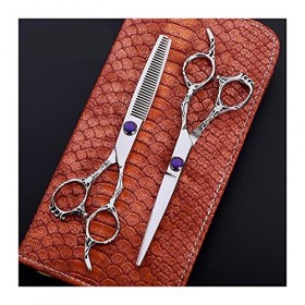 Cisailles de Coupe des Cheveux Ciseaux de Coiffure de 6 Pouces Set, Coupe Plate, Ciseaux de Dents, Ensemble, poignée de Fleur