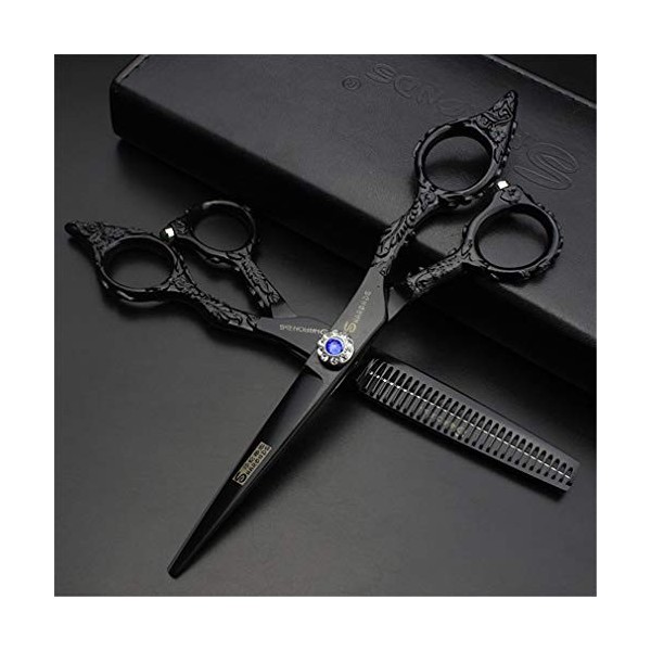 Ciseaux De Coupe De Cheveux Set 6.0 Pouces, Coiffure Ciseaux Droits + Dents Ciseaux Outils en Acier Inoxydable Barber and Li